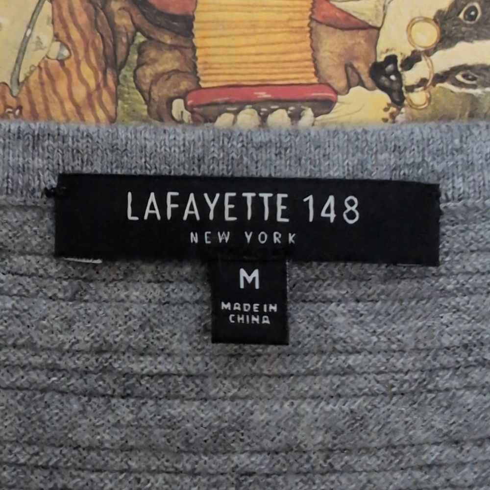 Lafayette 148 New York wool ribbed knit shift dress dark nickel size Medium Flaw - Picture 4 of 8
